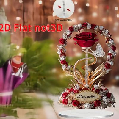 Mother's Day Acrylic 2D Flat Gift Rose Ornaments