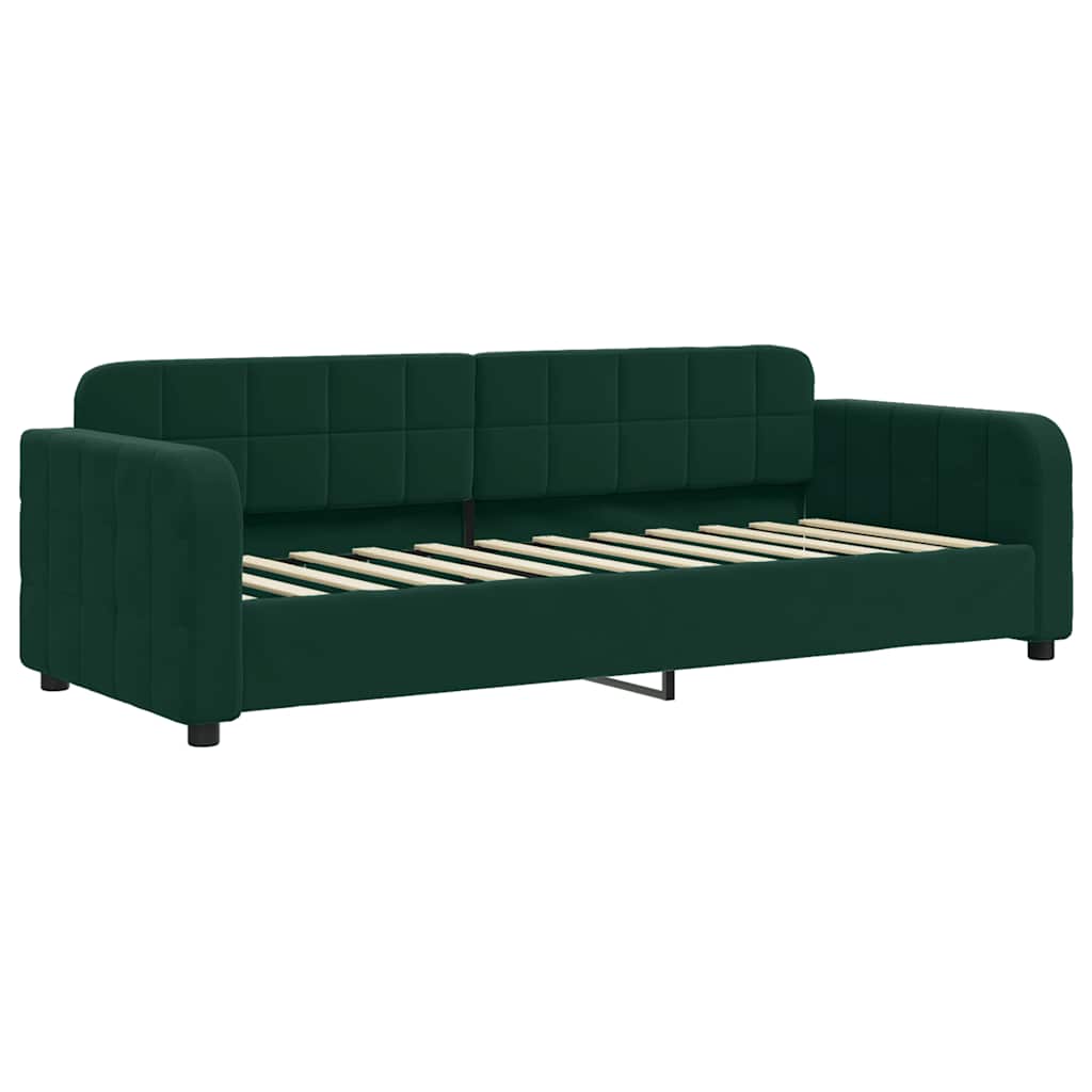 Extendable Daybed with Mattresses Dark Green 80 X 200 Cm Velvet