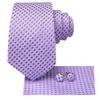 Hi-Tie Men's Silk Tie Diamond Check Ties Satin Solid Color Violet Prom Party Wedding Set