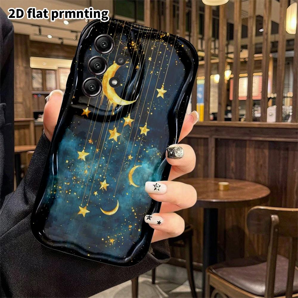 Phone case: 2D flat, suitable for Samsung Galaxy A34 A35 M05 M06 S20 S22 S21 FE Plus 5G protective cases, featuring hanging stars and moon, perfect ho