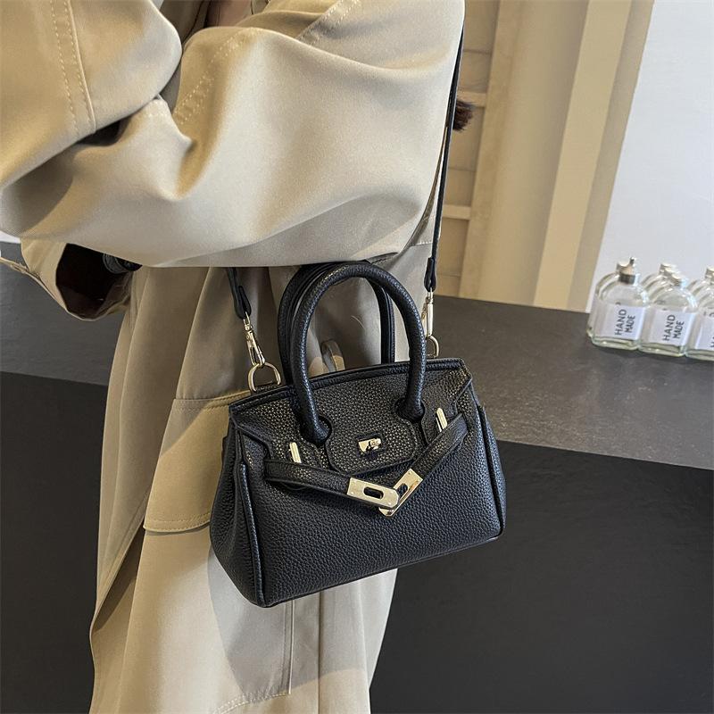 Lychee pattern platinum bag 2025 new tote bag women's handbag fashion shoulder messenger small square bag