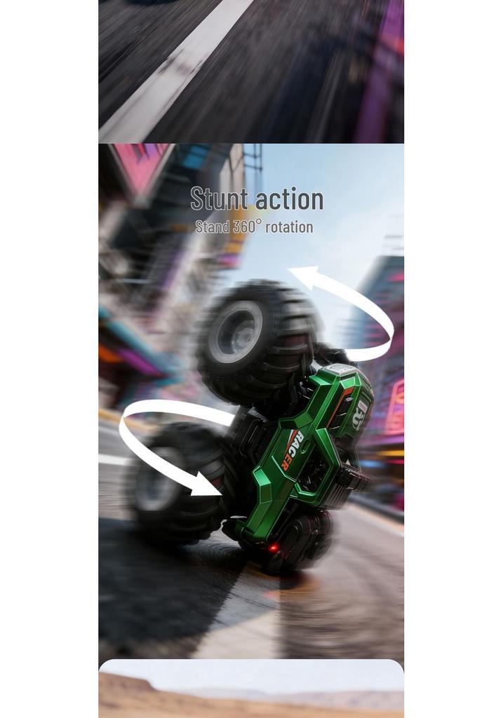 Cross-Country Big Foot RC Off-road Stunt Car with Spray Lights & Gear Shifting - Drop-Resistant Children's Toy
