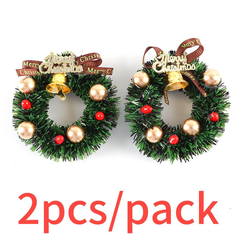 

(2 Pcs)55*55mm Mini Wreath Pendant Merry Christmas Bell Wreaths Gift Wrapper Christmas Accessories Phone Pendants Decoration 55x55mm зелёный