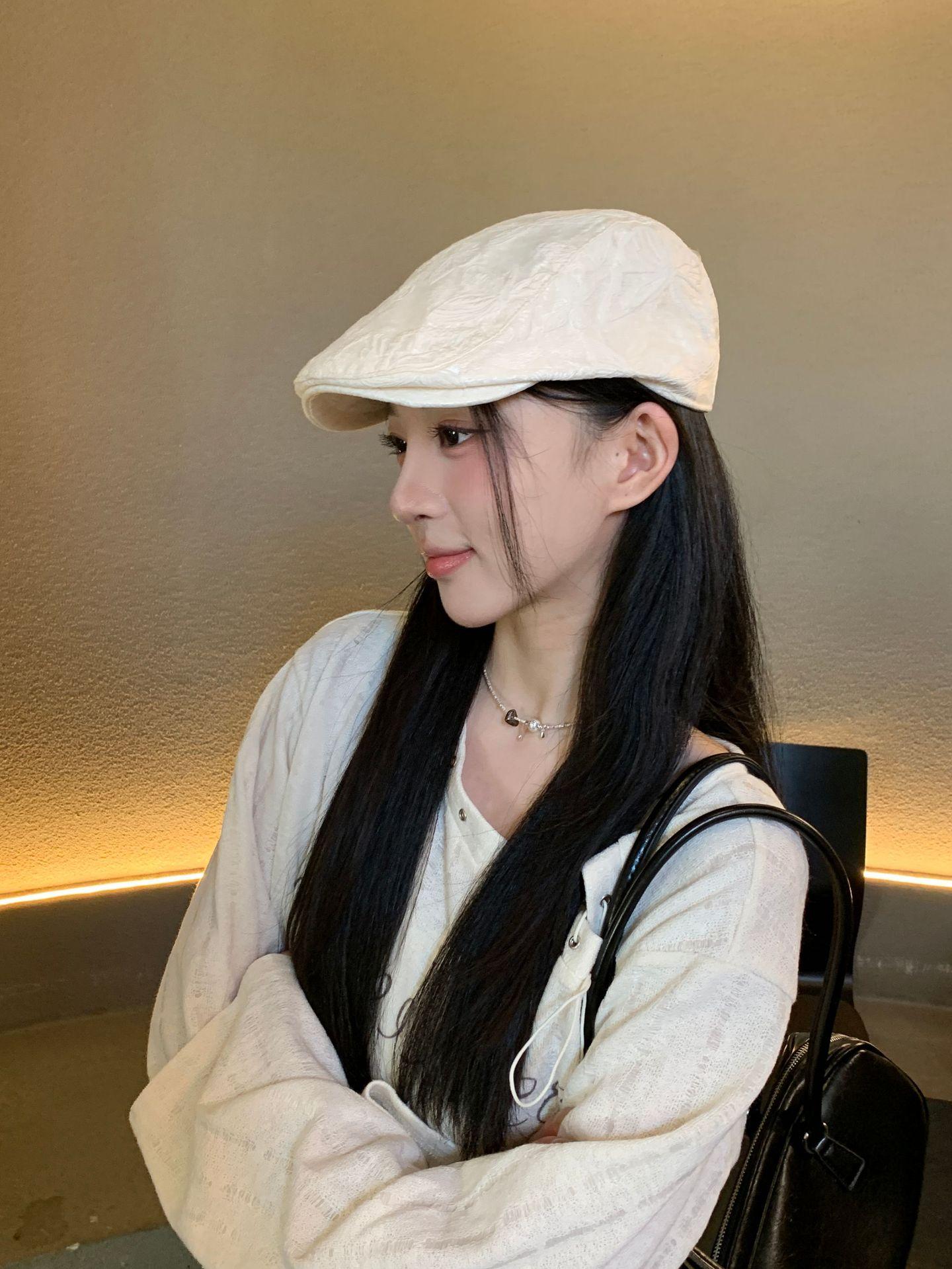 

Butterfly Print Newsboy Cap, Sweet Vintage Beret for Women, Face Slimming Painter Hat, Spring Autumn Fashion 54-58CM-average size белый