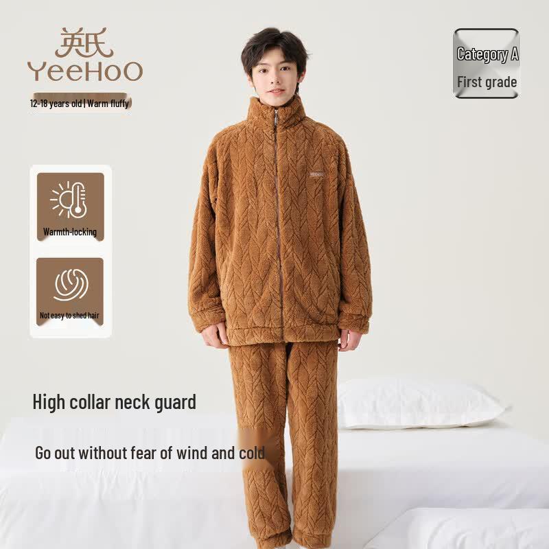 YEEHOO Unisex High-Collar Zipper Pajama Set 175
