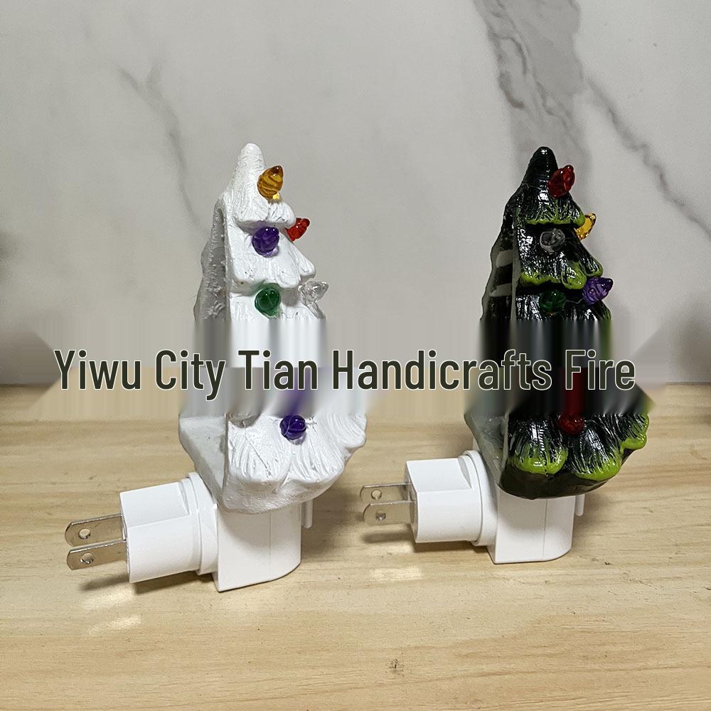 Certified European Plug-in Resin Christmas Tree Wall Lamp for Living Room and Study