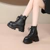 Soft leather Martin boots, thick-soled fur integrated thermal snow boots, British short boots