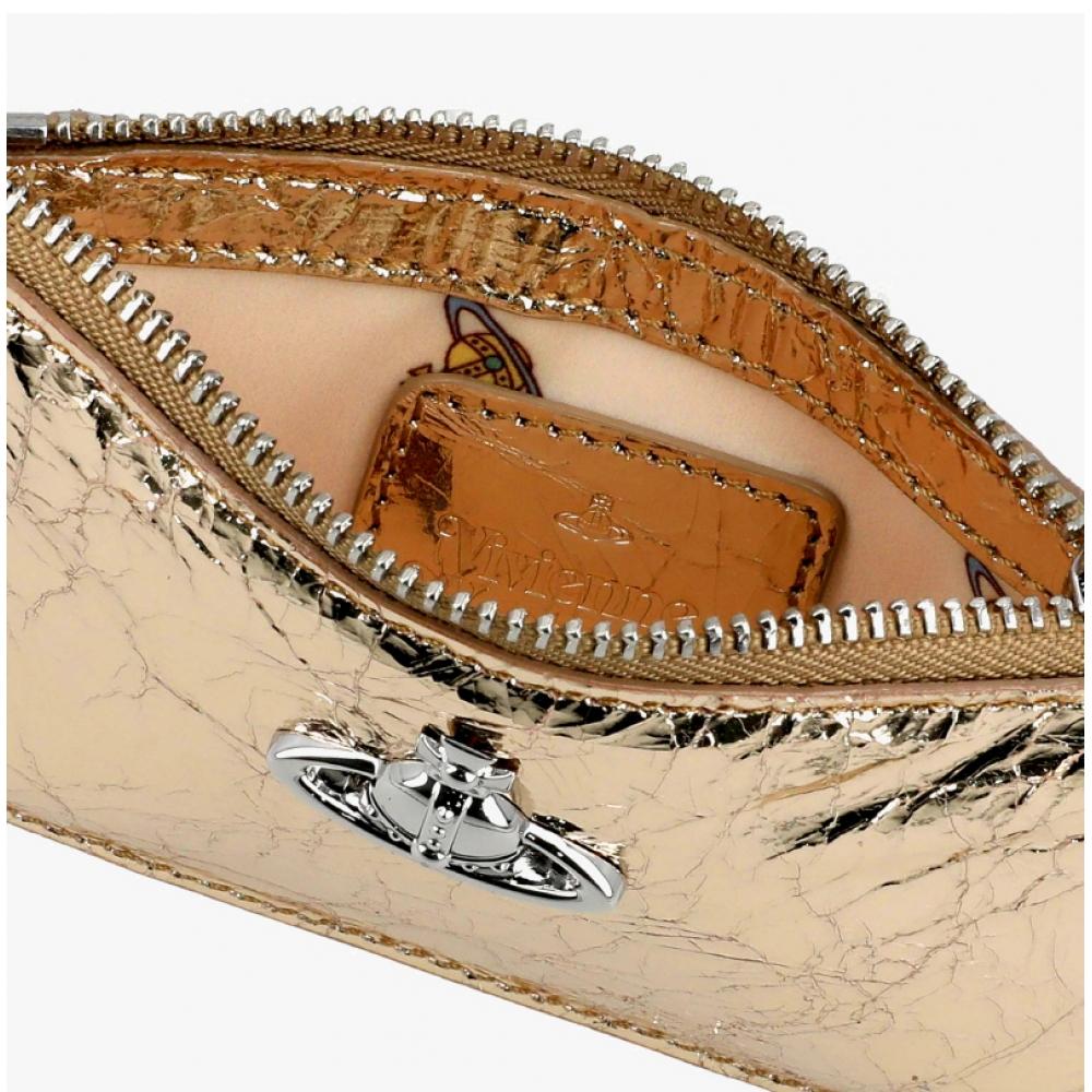 Vivienne Westwood Metallic Crinkle Slim Long Zipper Card Wallet 54020004w L00a7 R401