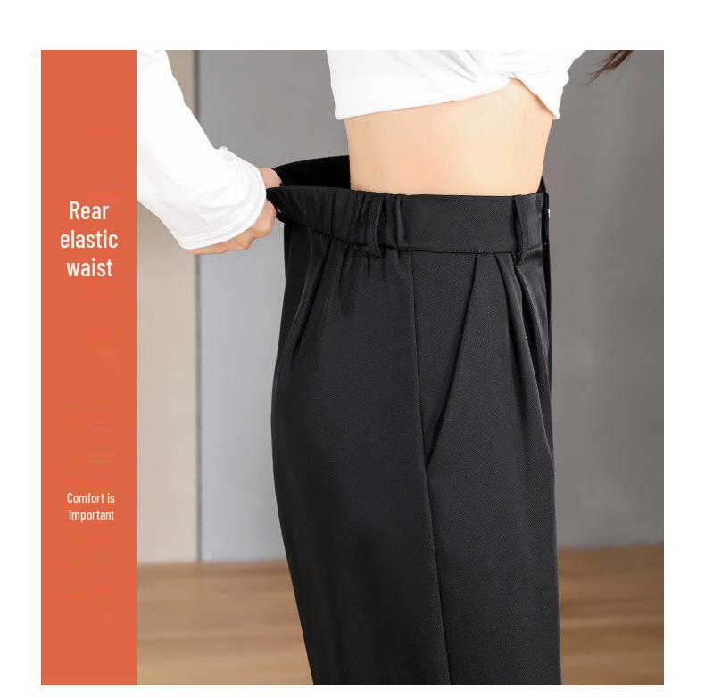 High-Waist Women's Wide-Leg Straight Pants - Spring/Autumn, Slimming, Extra Long Drape