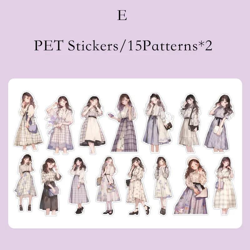 Journamm 30pcs/pack  Fashion Girl Theme PET Stickers DIY Scrapbooking Collage Diary Aesthetics Decor Sticker