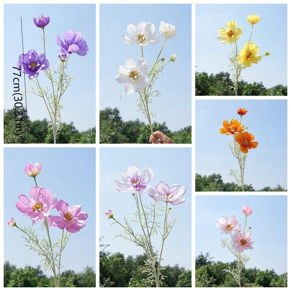 Plastic Artificial Cosmos Flower Branch Realistic Fake Flower Home Hotel Table Decor
