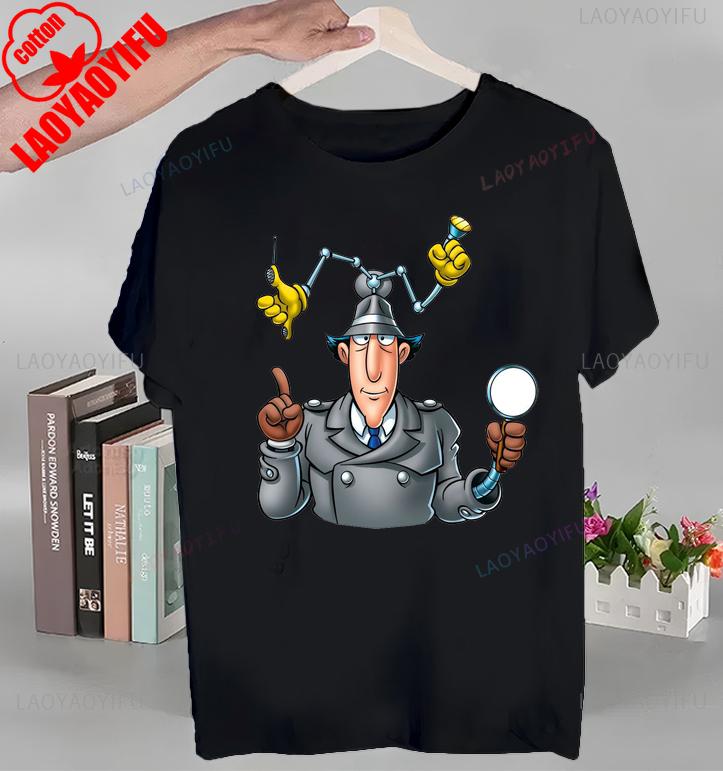 Koszulka z nadrukiem Animowany Inspektor Gadżet Topy Animowany Inspektor Gadżet T-shirt Krótki rękaw Okrągły dekolt