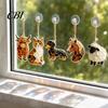 Garden Hanging Ornaments 5Pcs Acrylic Suncatcher Window Hangings, Sea Glass Collage Kit with Birds Farm Animals Marine Creature Decorations