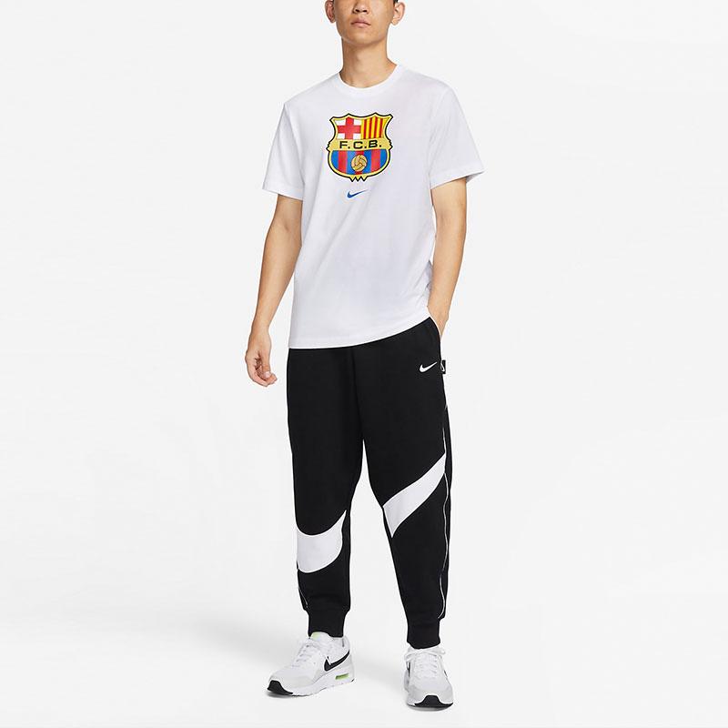 Nike Barcelona Crest Print Short Sleeve Football Shirt Men Tops White FD3066-100