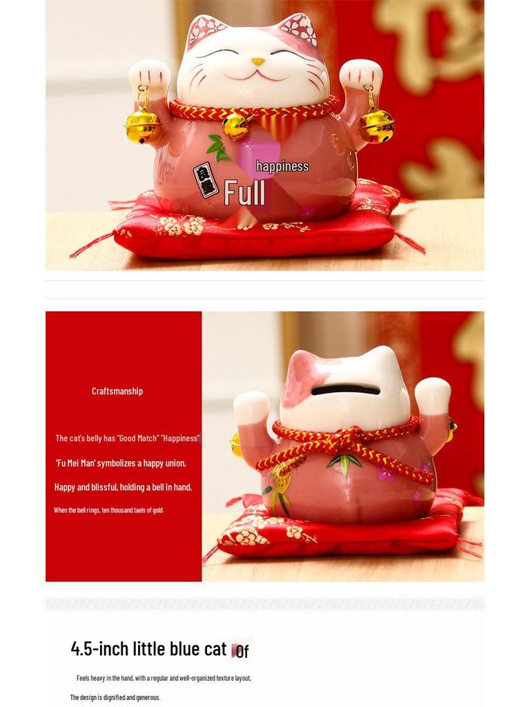 Creative Japanese Fortune Cat Ceramic Piggy Bank - Lucky Gift for Store Openings
