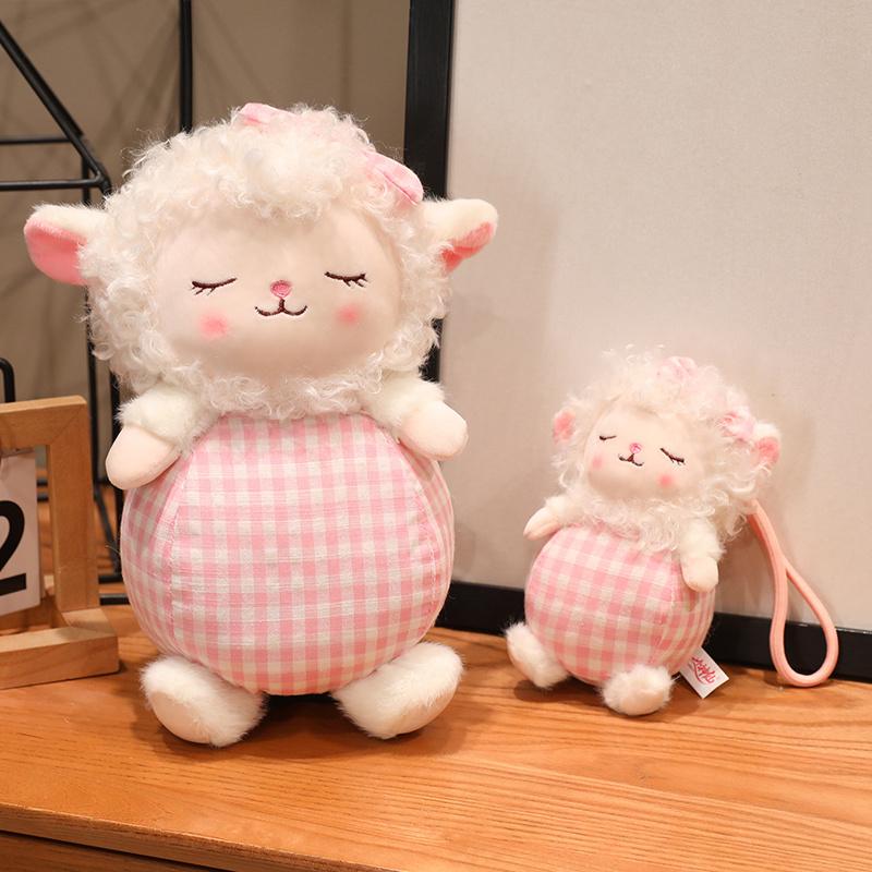 1526Cm Sweet Lamb Plush Toy Stuffed Eyes Closed Cartoon Animal White Sheep Yellow Pink Purple Blue Plushie Appeasing Gift