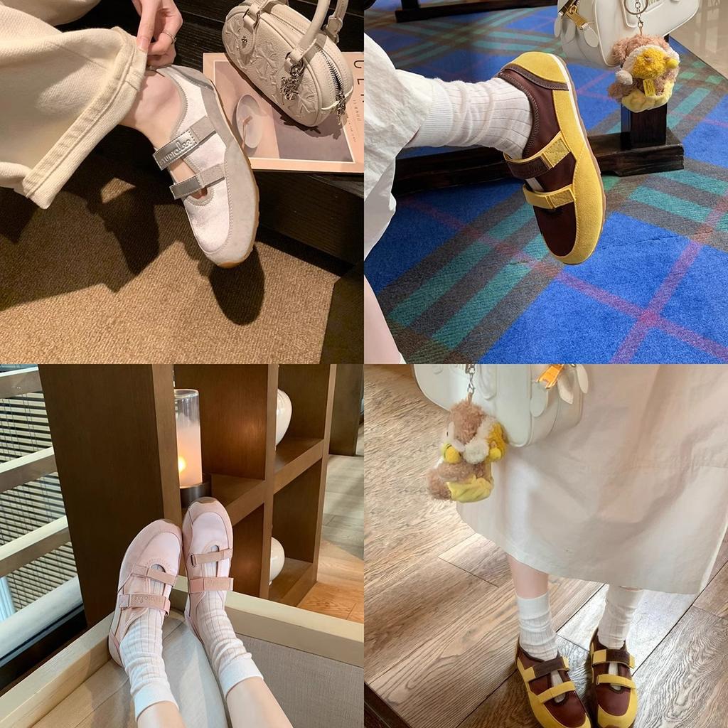 Double Velcro Color Matching Soft Sole Soft Surface Ballet Single Shoes Mary Jane Shoes Women's Spring and Summer 2025 New German Training Shoes