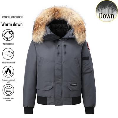 Parka Invernale Unisex in Piuma con Collo e Cappuccio in Pelliccia