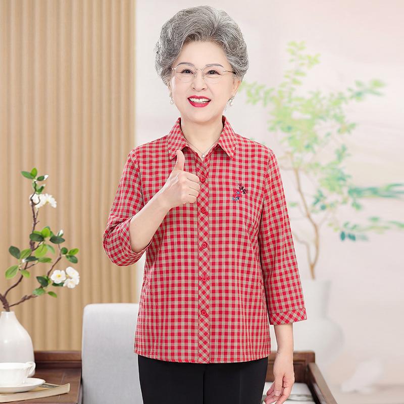 

Elderly Women s Summer & Autumn Cotton Tops: Three-Quarter Sleeves & Shirts XL [95-110 lbs]