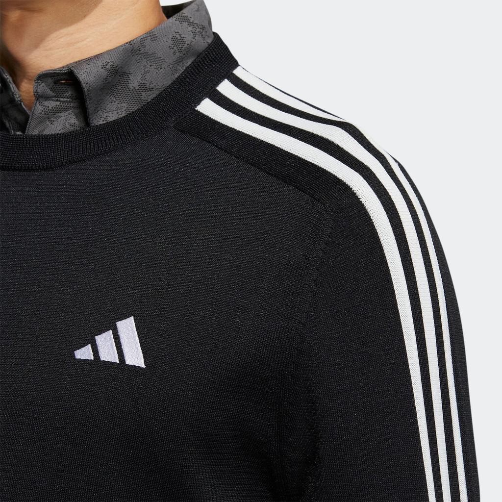 Adidas Side Stripe Golf Long Sleeve Crewneck Sweater Men Sweater Black HZ9223