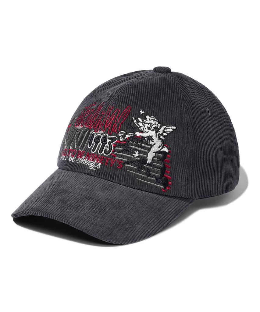 1993STUDIO Angel Corduroy Ball Cap_Charcoal