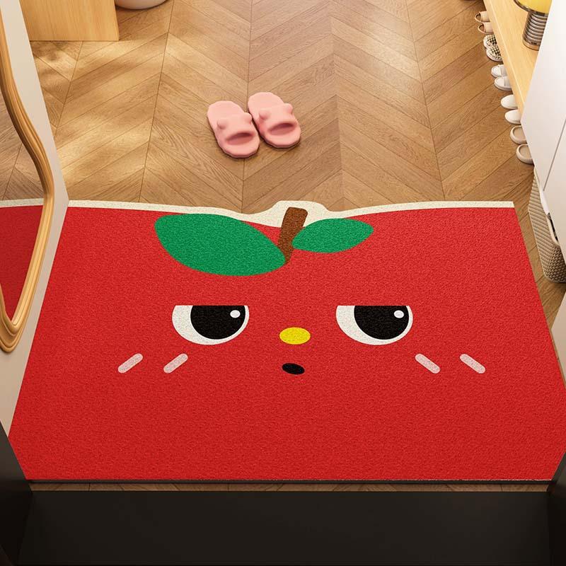 Cartoon Apple Entry Door Floor Mat Can Be Cut Silk Ring, Dirt-Resistant And Easy To Take Care Of, Entrance Door Floor Mat Entry Door Mat
