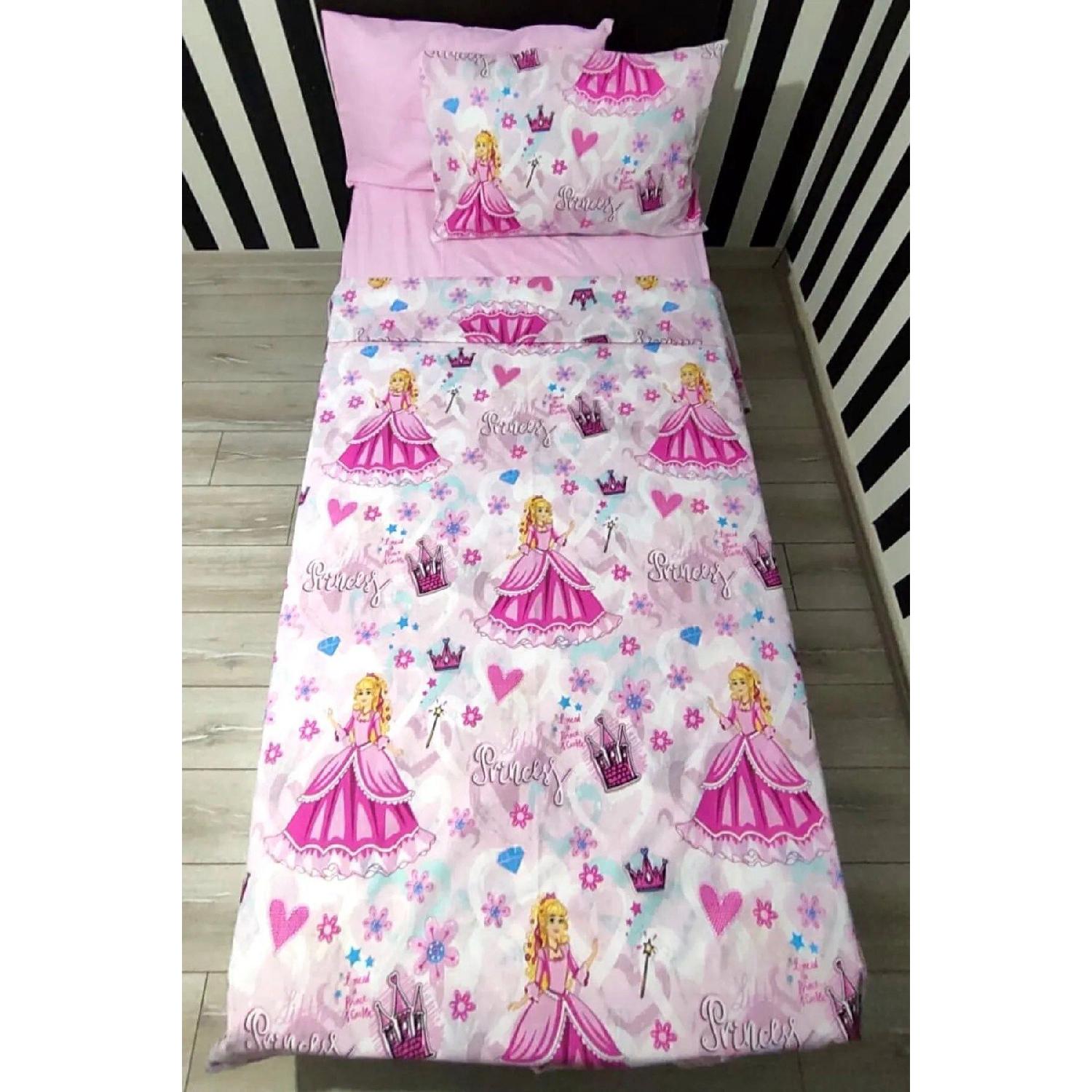 

Single Duvet Cover Set Girls Ranforce Cotton Princess Patterned Set 155x230 Cm рожевий