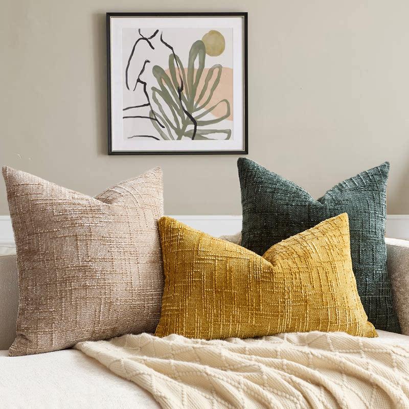 2PCS Neutral Farmhouse-style Decorative Pillowcases, Made of Fluffy Texture, Soft and Comfortable, with A Modern Western Farmhouse Style