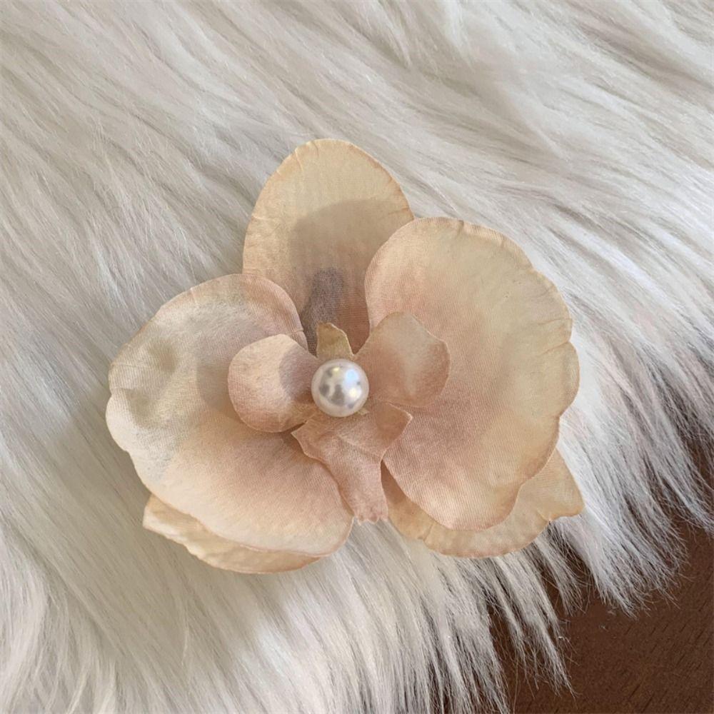 Cloth Butterfly Flower Hair Clip Pearl Girl Hair Clip Elegant Orchid Flower Hairpin Ladies/Girls