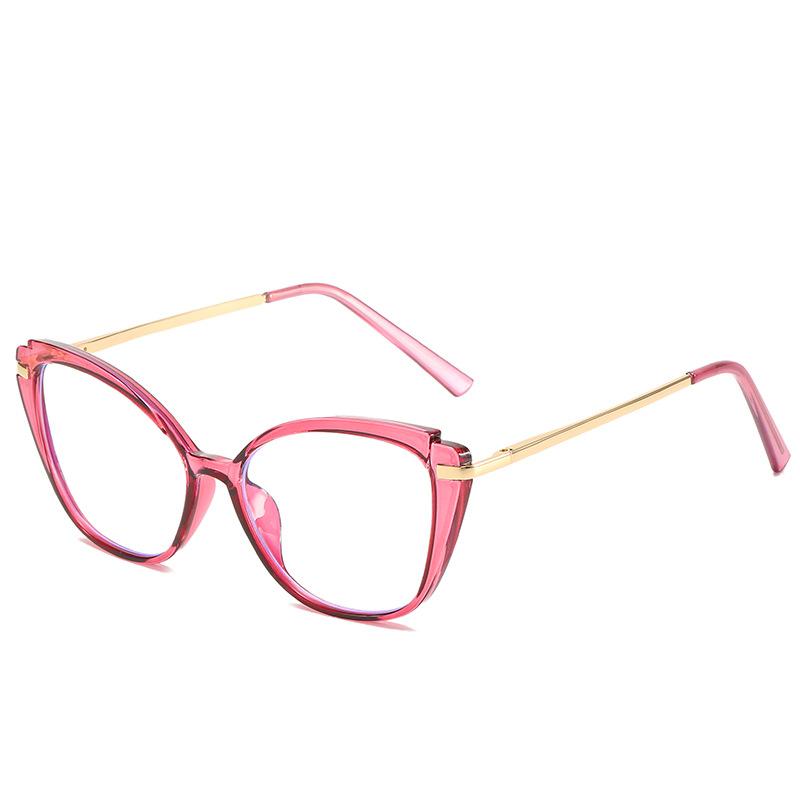 Cat Eye Flat Glasses Women'S Tr90 Spring Leg Metal Glasses Frame Anti-Blue Light Glasses