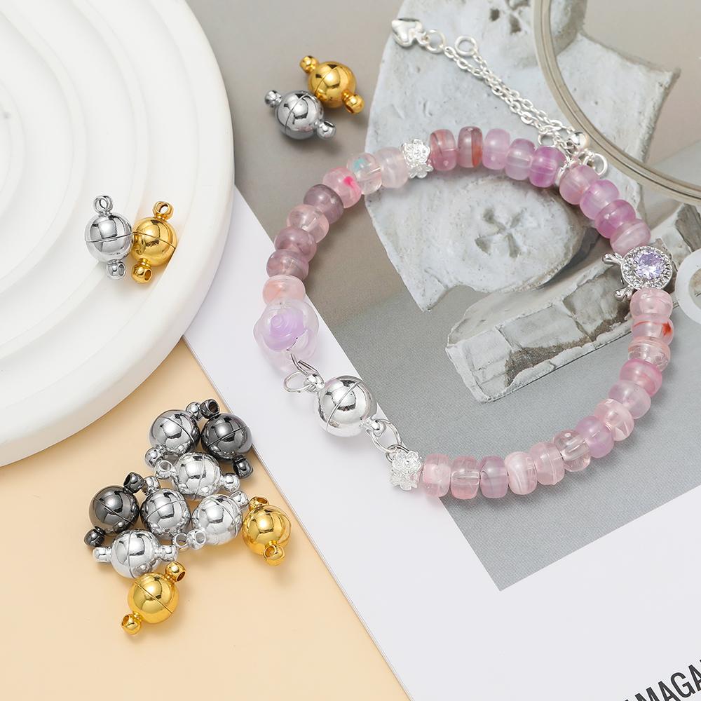 10pair/Lot 6/8/10mm Round Magnetic Connectors Clasps Magnet Charms End Cap for DIY Jewelry Making Couple Bracelet Necklace