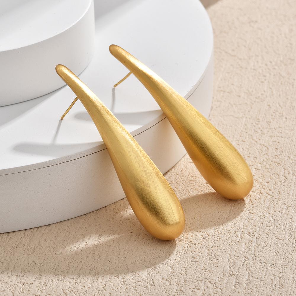 European and American Unique Design Exaggerated Long Brushed Water Droplet Personalized Fashionable Earrings for Women