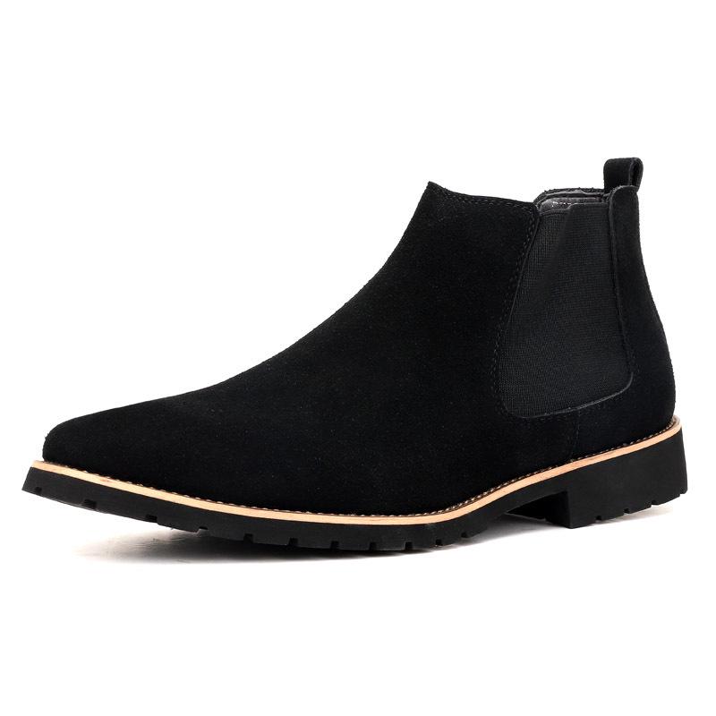 Men's High-Top Suede Leather Chelsea Boots - Autumn/Winter Slip-On Ankle Boots, Plus Size, Formal/Casual Use