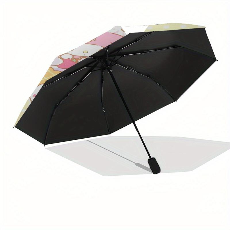 My Melody,Kuromi Automatic Folding Umbrella Simple 8 Rib Design, Bright Cartoon Pattern, Durable Iron Frame, Suitable For Travel, Outdoor, B