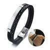 Neues Trendiges Herren Lederwear Geflochtenes Armband Freizeit Farbkontrast Edelstahl Armreif Herren Party Geburtstagsgeschenk