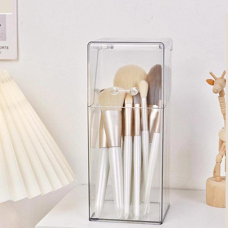 1 Stück Make-up-Pinsel Staubschutz Anti-Frizz-Schutz Tragbares wasserdichtes Kunststoff-Pinselaufbewahrungswerkzeug für Kosmetikpinsel