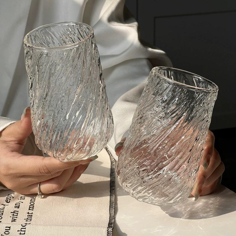 Glass Coffee Cup, Large Capacity Iced American Latte Cup, Transparent, Beautiful, Thick, Cold Beverage Water Cup Wine Glasses