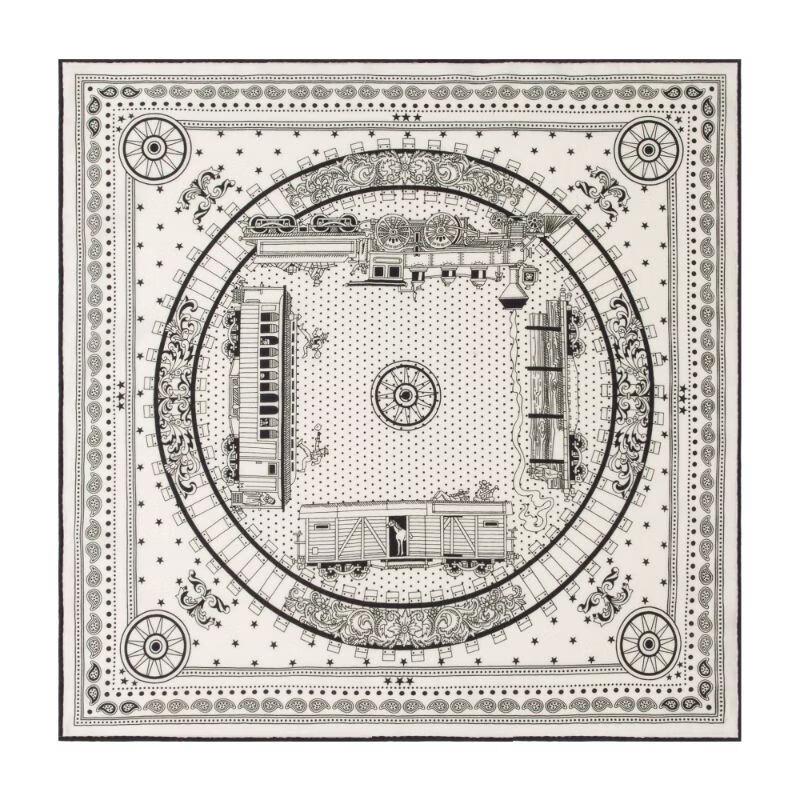 Men s Retro Train Double-Sided Silk Wool Scarf One Size