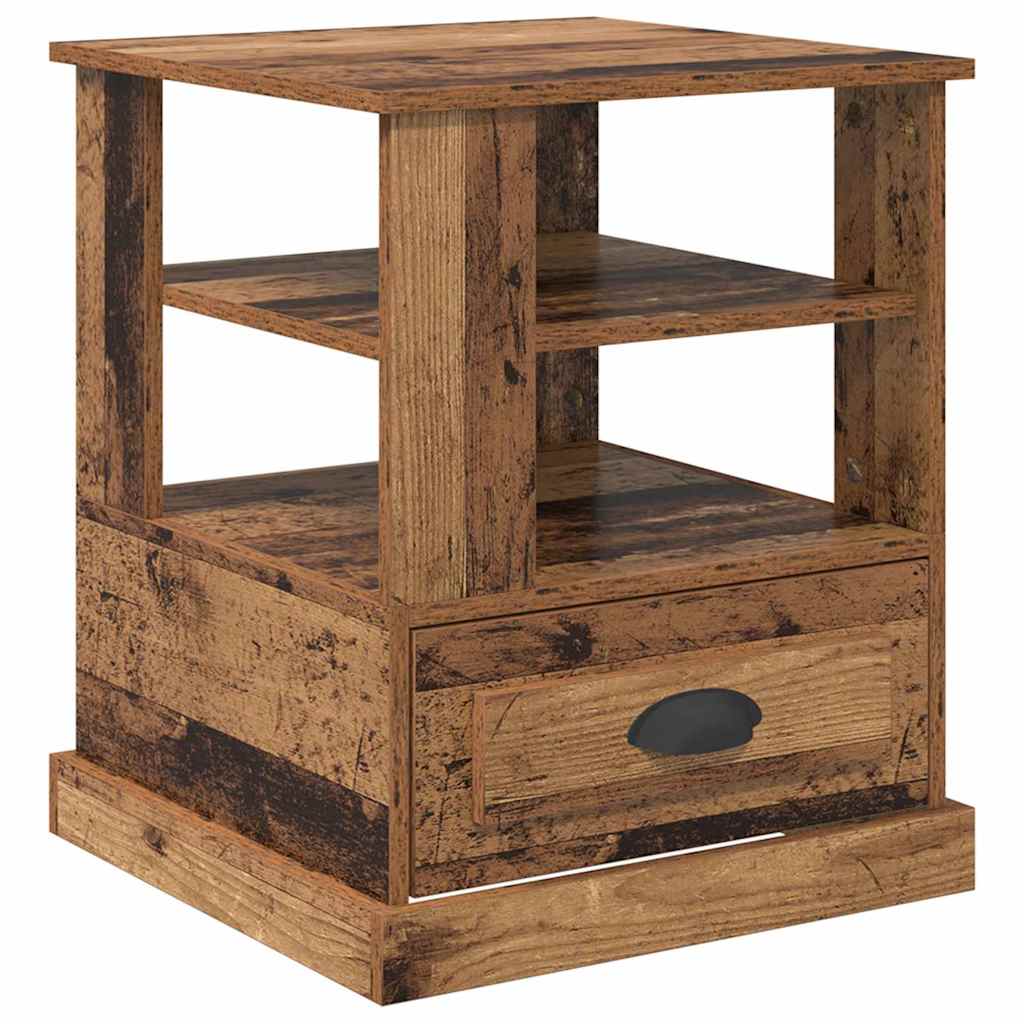 Nightstand with Drawers Reclaimed Wood Look 50 X 50 X 60 Cm Engineered Wood