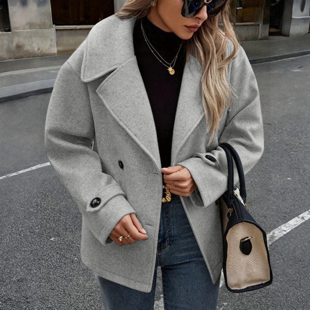 Women's Streetwear-inspired Casual Wool Jacket With Suit Collar