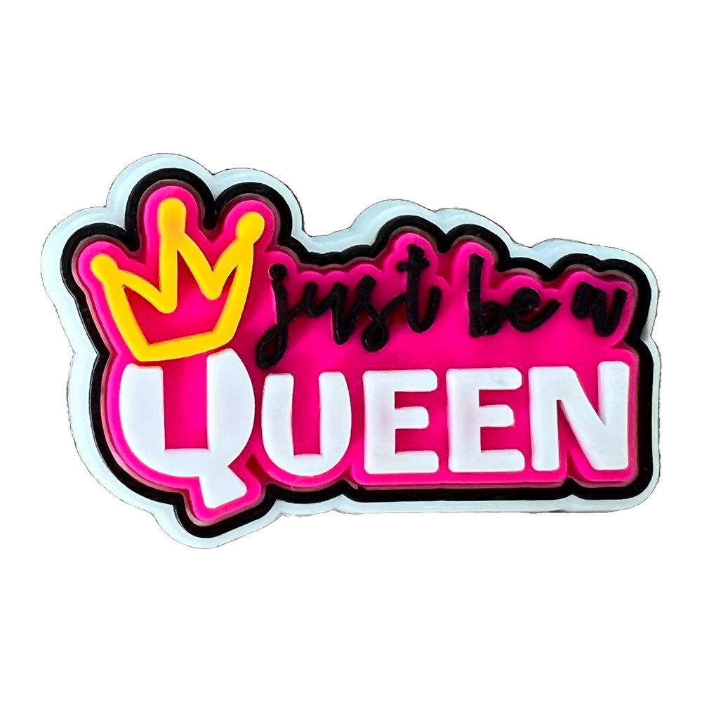 Letter Phrase Series Cartoon Clog Shoe Decorations: Cute PVC Flowers & Buckles