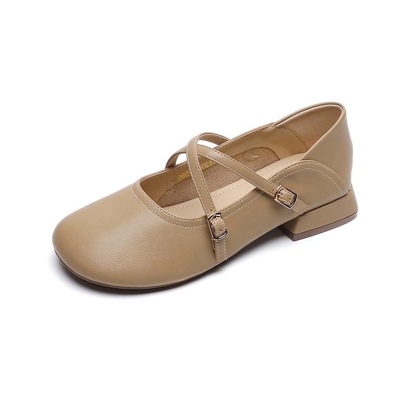 Women's soft soled thick heels round toe shoes