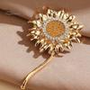 Strong Buckle Brooch Rhinestone Sunflower Pin for Women, Golden Flower Lapel Suit Dress Scarf Hat Bag Decoration, Clothing Accessory Gift Girls
