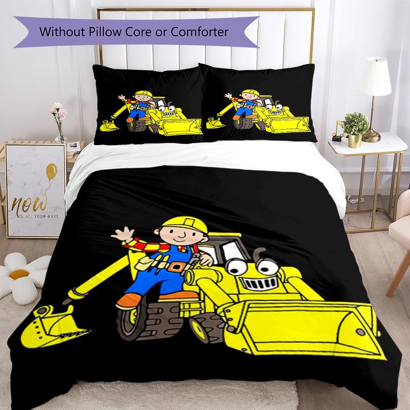 3pcs Bob the Builder Bedding Set Duvet Cover Closure Includes 1 Duvet Cover & 2 Pillowcases, Soft and Comfortable for All Seasons.