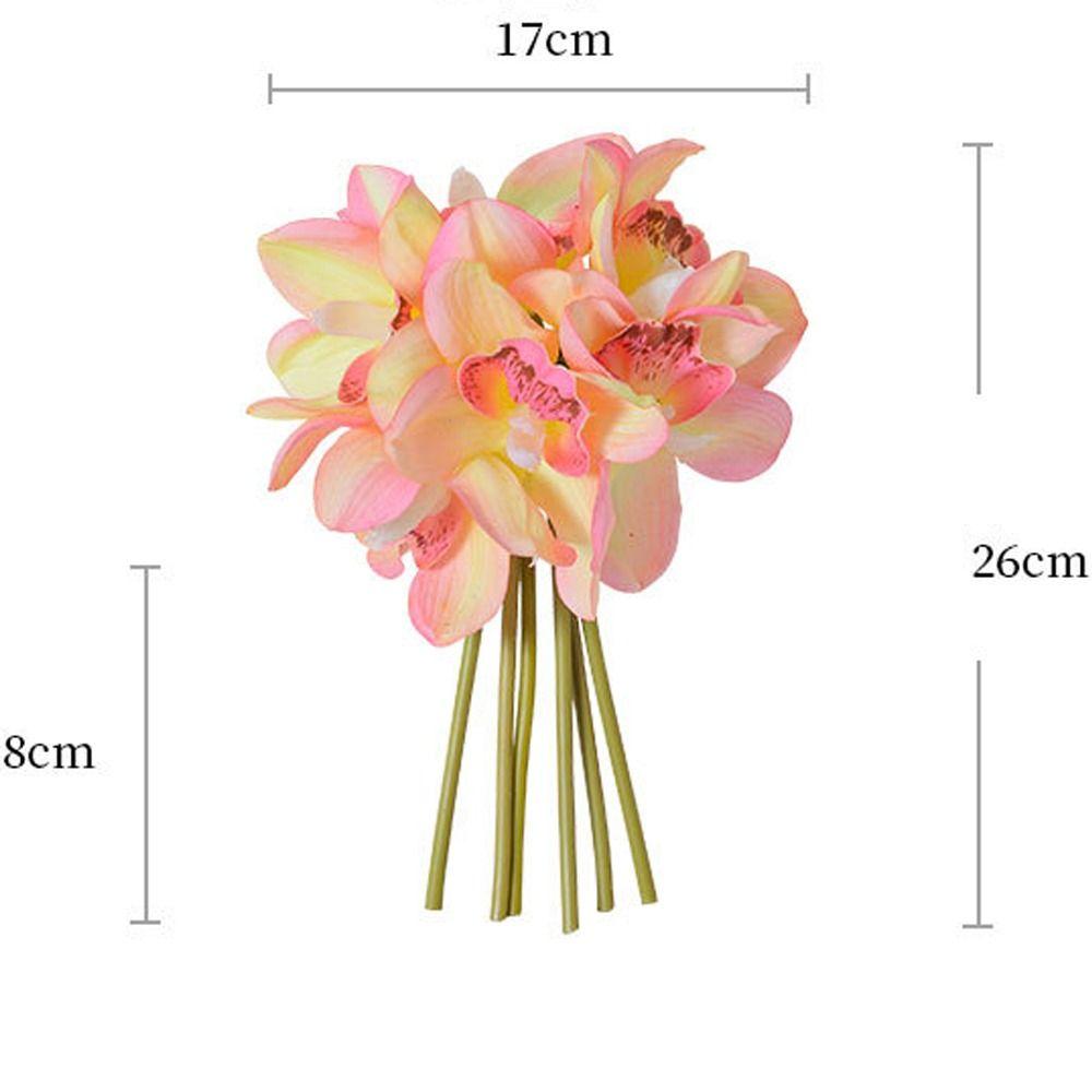 6 Heads Artificial Cymbidium Flowers Real Touch Magnolia Branch  Birthday Decor