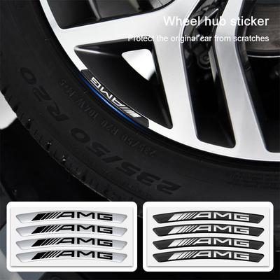 4 st Metall Bil Hjulnav Fälg Däck Dekoration Klistermärken Biltillbehör För Mercedes Benz AMG W212 W205 W246 W177 W176 W213 GLC GLE GLS Laserlogolampa