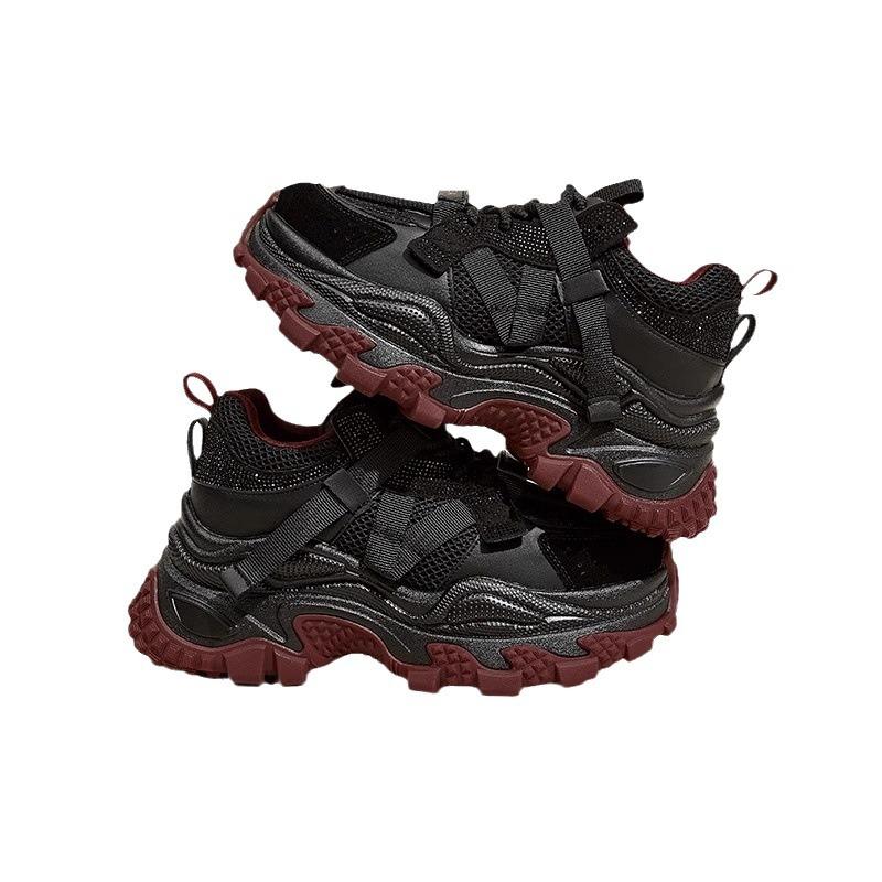 Rote Strass-Plateau-Muffin-Sneaker Freizeitschuhe Damen