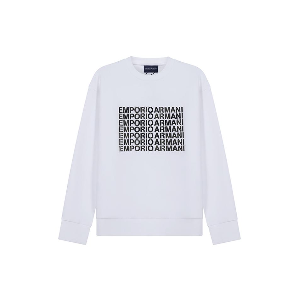 Emporio Armani Sweatshirts Men's White Crew Neck Moderate Straight Fit 6K1M62-1JHSZ-0100