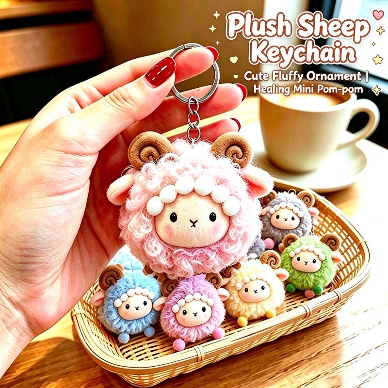 Cute Fluffy Sheep Plush Keychain Soft Fuzzy Material Perfect For Backpack Decoration Birthday Gifts For Kids And Adults
