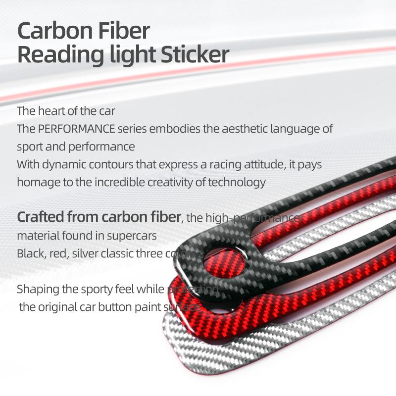 For Tesla Model 3 2019-2025 Model Y 2019-2025 Carbon Fiber Front Reading Light Panel Trim Sticker Car Interior Tuning Accessory